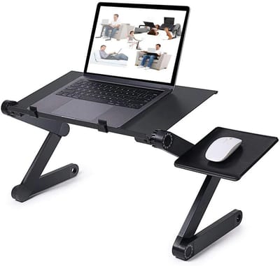 Linkforu - Verstelbare Laptoptafel - Opvouwbaar - Ergonomisch Desktop - Monitor - Laptopstandaard - Met Muismat en Ventilatie