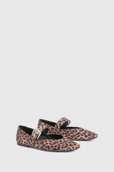 boohoo Dames Mary Jane riem ballerina's | Luipaardprint | Maat: 40