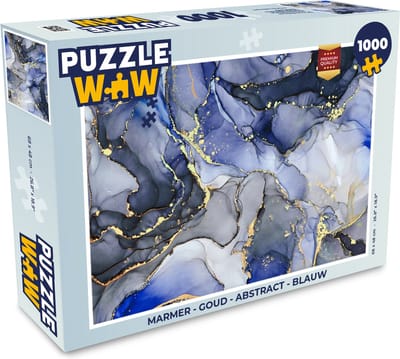 Puzzel Marmer - Goud - Abstract - Blauw - Legpuzzel - Puzzel 1000 stukjes volwassenen