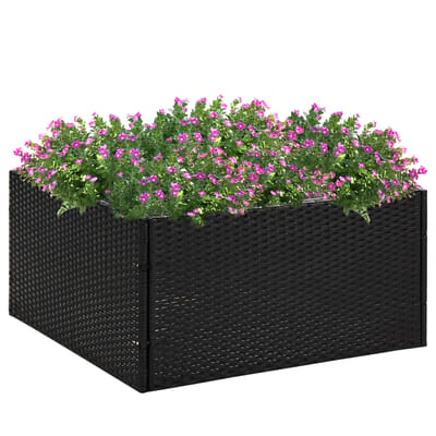 vidaXL - Plantenbak - 80x80x40 - cm - poly - rattan - zwart