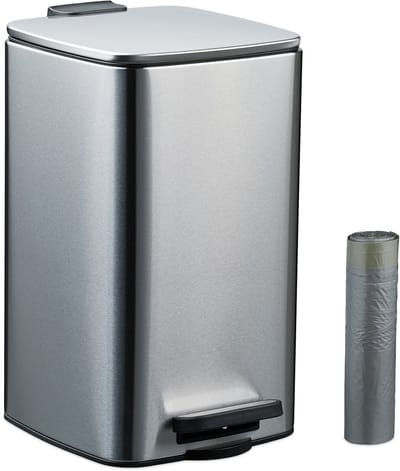 Badkamer prullenbak - 8 l - softclose - met 20 vuilniszakken - zilver
