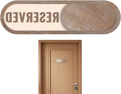 Schuifdeurbordje - Statusindicator - Privacy aangeven - Lijmmontage zonder boren - 17.8 x 5 cm - Houtkleur