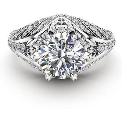 Bamos Rond Wit Trouwring Meisje Schattig Zilverkleur Luxe Ring Steen CZ Verlovingsring voor Vrouwen 6 white