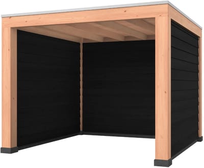 Douglas overkapping, 300 x 300, met zwarte achterwand en twee zijwanden, Westwood Modern Plus