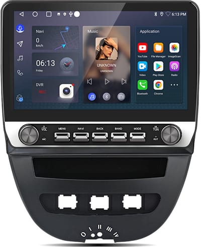 Junsun Android 15 Autoradio Geschikt voor Peugeot 107 Citroen C1 Toyota Aygo, Draadloze CarPlay & Andriod Auto, DAB+, GPS-Navigatie, Bluetooth, Stuurwielbediening, 10,1-inch Touchscreen, WIFI, DSP, RDS, Quad-core processor