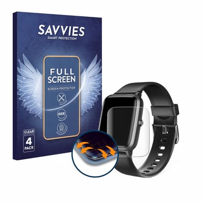 Savvies - Screenprotector voor Hama Fit Watch 5910 - Folie Beschermfolie transparant volledig dekking 4 Stuks