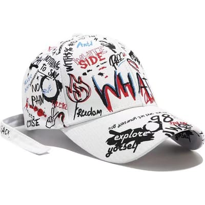 Nieuwe Mode Graffiti Print Baseballpet Buiten Katoenen Casquette Hoed Mannen Vrouwen Zomerpetten Verstelbaar Letter Cool Gorra 55-60CM white