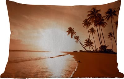 Buitenkussens - Tuin - Zonsondergang - Tropisch - Palmboom - Strand - Zee - 50x30 cm