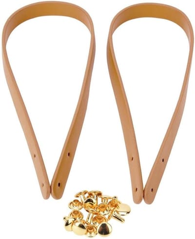 Handgemaakte Leren Tasriemen van 65 cm met Gouden Nieten voor Schoudertassen en Accessoires