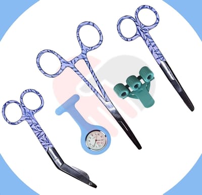 Verpleegkundige Startpakket Blauw - 5-Delig - Scharenset - Pennenhouder - Zusterhorloge - Verpleegkundige cadeau