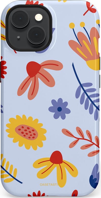 Casetastic hoesje geschikt voor Apple iPhone 15 - MagSafe - Dubbellaagse bescherming - Bloemenval - Fashion Case - Lavendel Goud Terracotta