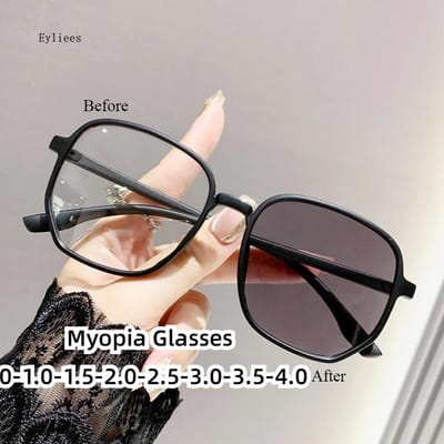Intelligente Kleurveranderende Fotochemische Zonnebril voor Dames Vrouwen Trendy Bril voor Bijziendheid Mode Afgewerkte Myopie Bril -1.5