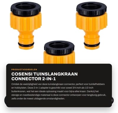Dailygoods - Tuinslang connector - 3 Pack slangconnector - wateraansluiting - slangadapter - 2-in-1 met vervangringen