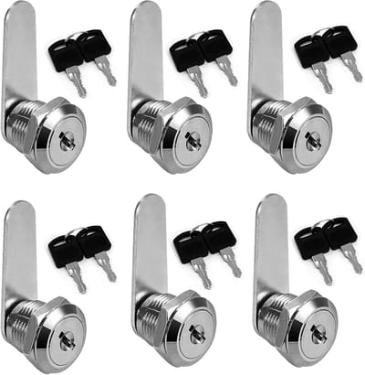 Zesdelige lade slot set, meubel sloten, cilinderslot, kast slot, brievenbus slot, cam slot, met 12 sleutels voor bureaus, archiefkasten en ladekasten (20mm)
