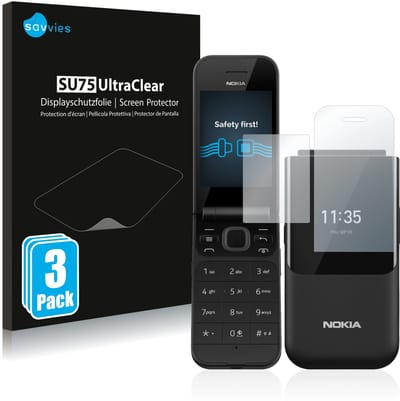 Savvies - Screenprotector voor Nokia 2720 Flip - Folie Beschermfolie transparant 6 Stuks