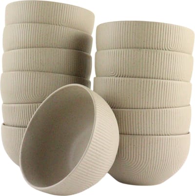 OTIX Soepkommen - Zonder Oor - Set van 12 - Schaaltjes - 600ml - Caramel - Aardewerk - TEAK