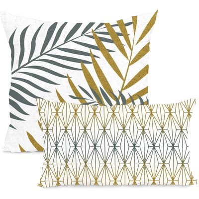 Set van 2 kussenhoezen Foliage Mint | Blanc