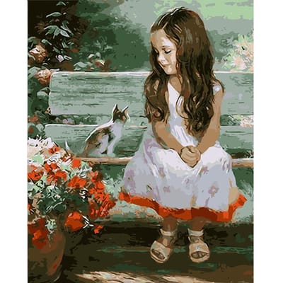 Klein meisje op stoel Diy olieverfschilderij Wall Art Picture Home Decor 20X30CM
