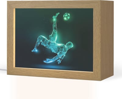 Nachtlampje 20x15 cm - Kinder lampje - Voetbal - Voetballer - Jongen - Zwart - Tafellamp kinderkamer - Slaapkamer lamp - Bedlamp kinderen - Kinderlampje stopcontact - Wandlamp babykamer - Nachtlampjes