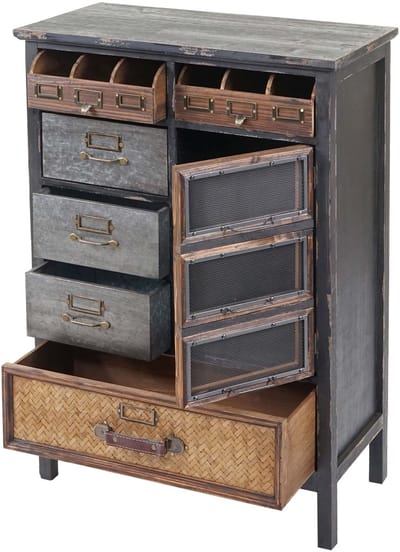 Apothekers ladenkast MCW-F34, ladekast, massief dennenhout vintage shabby look 90x65x32cm