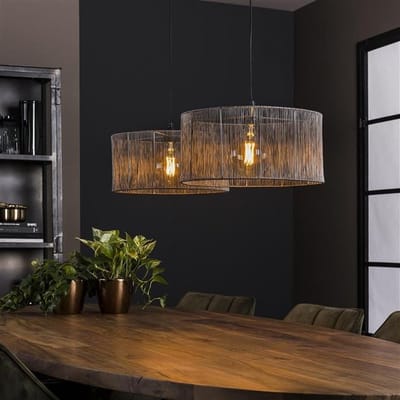 PS-Collection Stringshade 2L Hanglamp - 120x45x150cm - Zwart - Metaal - hanglampen eetkamer, hanglamp zwart, hanglampen woonkamer, hanglamp slaapkamer, hanglamp kinderkamer, hanglamp rotan, hanglamp hout, hanglamp industrieel