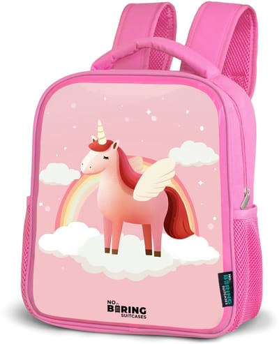 NoBoringSuitcases.com® - Rugzak roze - Schooltas meisjes - Eenhoorn - Vleugels - Roze - Regenboog - Kinder rugtas meisje - Boekentas kind - Kinderrugzak voor school - Schoolrugzak