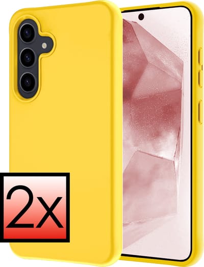 Hoesje - 2 Stuks - Geschikt voor Samsung Galaxy A55 - Sterk & Shockproof - Case Siliconen - Back Cover - Telefoon Hoes - Geel