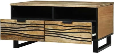 Salontafel Massief Hout - Woonkamer Tafel - Ontspannen Avonden - Met Praktische Lade - 80 x 54 x 40 cm