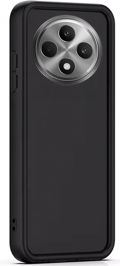 Hoesje geschikt voor Oppo Reno 12F / 12FS - Versterkte randen - Bescherming Camera & Scherm - Matte Design Jet Zwart
