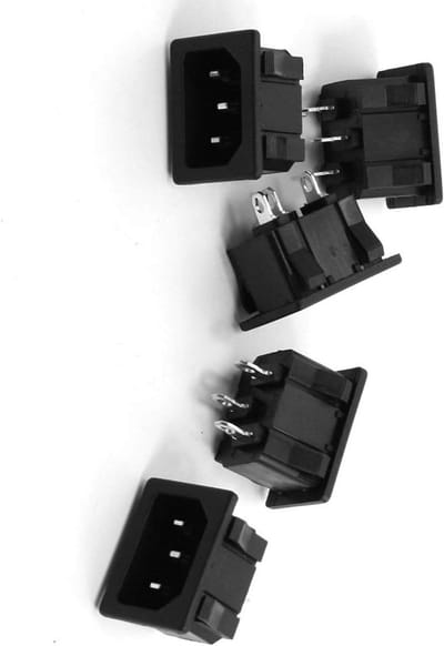 Aexit 5pcs IEC 320 C14 Male Inlet Panel s-ocket Connector 15A AC 250V