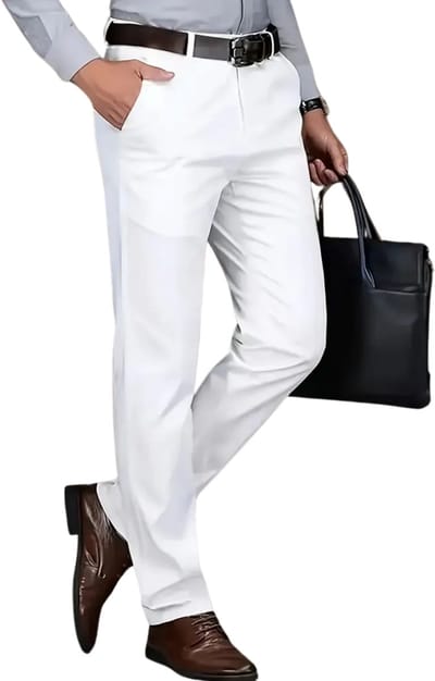 Nivard Pantalon Heren - Chino - Golfbroek - Nette Broek - Elastische Tailleband - Volwassenen - Wit - S