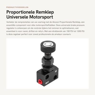 Dailygoods- Remdrukregelaar Universeel - Aluminium - 150/1200 PSI - Motorsport - Racing - Driften - Verbeterde controle bij remmen - Remregelaar