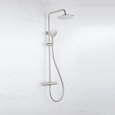 FugaFlow Eccelente Sobrado Badkamer Regendoucheset - thermostatisch - hoofddouche 25cm - ronde handdouche - geborsteld RVS PVD