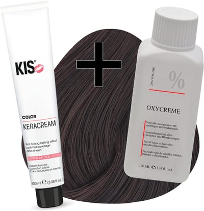 KIS haarverfset - 5H Licht hazelnoot bruin  - haarverf & waterstofperoxide