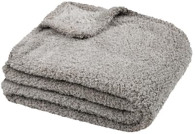 Stof Textiles Plaid/bankdeken Montreal - grijs - 130 x 160 cm - harige polyester stof - 1 persoons