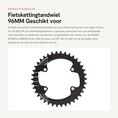Dailygoods- Kettingblad Aluminiumlegering 32T/36T/38T - BCD 96MM - Enkele Kettingring - Lichtgewicht - Duurzaam - Compatibel met M6000/M7000/M8000 - Fietsblad