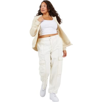 Brave Soul Hoodie met doorlopende rits voor dames in grote maten (Steen)