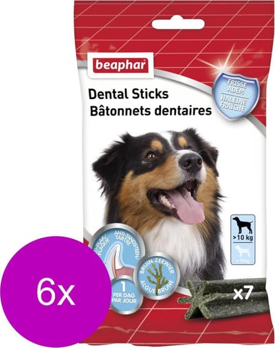 Beaphar Dental Sticks Middel/Grote Hond - Hondensnacks - 6 x 182 g 7 stuks