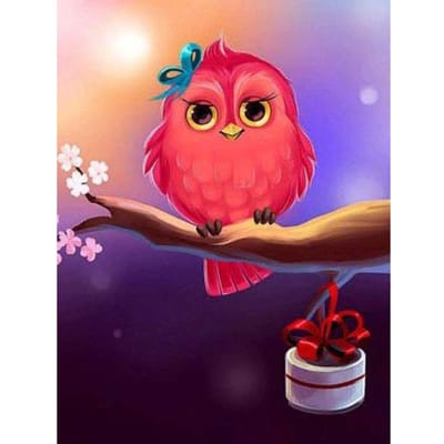 Cartoon Uil Diamant Schilderij Volledige Ronde Mozaïek Kit Foto Grote DIY Nighthawk Strass Verf 20X30CM red