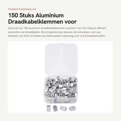 Dailygoods - 150 Stuks Aluminium Draadkabelklemmen voor Draadkabel
