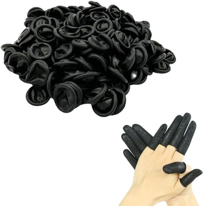 100x Vingercondooms - Vingerbeschermers - Finger cots - Vinger handschoenen - Finger gloves - Wondbescherming - Latex - Zwart - Jonyx