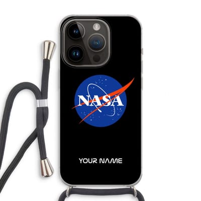 Gepersonaliseerd - Case Company® - Hoesje met koord geschikt voor iPhone 14 Pro hoesje met Koord - NASA - Telefoonhoesje met Zwart Koord - Extra Bescherming aan alle Kanten en Over de Schermrand