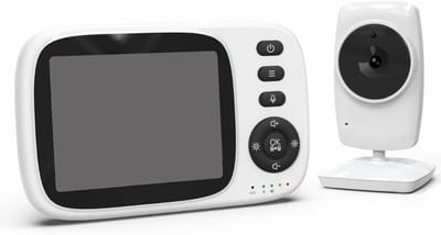 DVDSS® Babyfoon met camera en app - 3,2 inch video-babyfoon - Nachtzicht - Wit