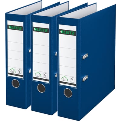 Leitz 180° Ordner PP A4 - Rugbreedte van 80mm - Voordeelverpakking (3 stuks) - Blauw