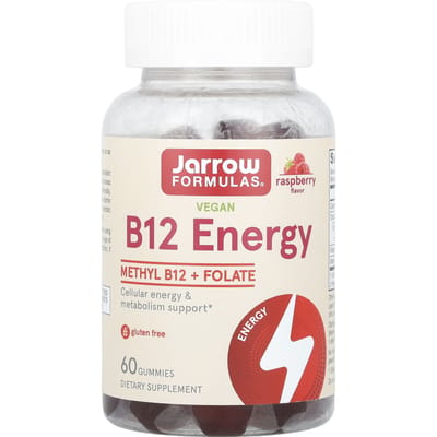 Jarrow Formulas, Gommes Énergétiques Véganes B12, Framboise, 60 Gommes