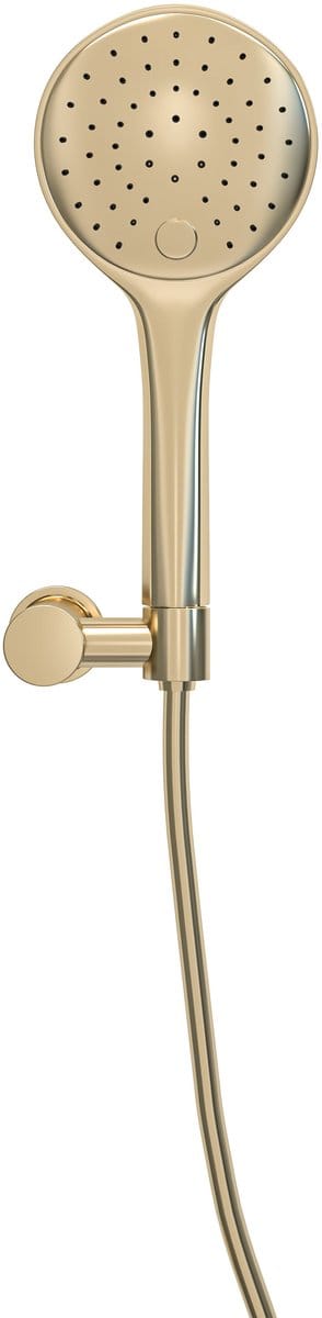 Wiesbaden Unimatch handdoucheset met handdouche 3 standen diameter 12 cm, doucheslang en wandhouder kantelbaar geborsteld messing