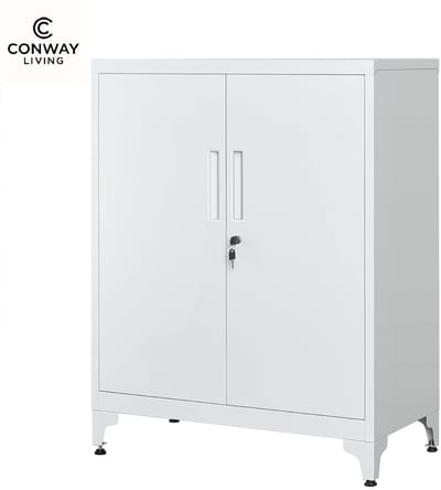 Conway Living® - Archiefkast met slot - Kantoorkast - Opbergkasten met deuren - Multifunctionele - Garagekast - Dossierkast - Stalen kast - 90x80x40 cm - Grijs