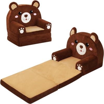 Kinderbank uitklapbaar - Mini bankje - Spelen en slapen - 2-in-1 functie - 57 x 41 x 53 cm - beren