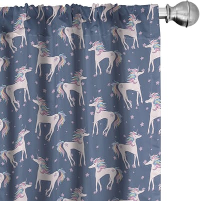 ABAKUHAUS Unicorn-Party Voorhangen – Doodle Fairy – 2x75x245 cm – Mikrofaser