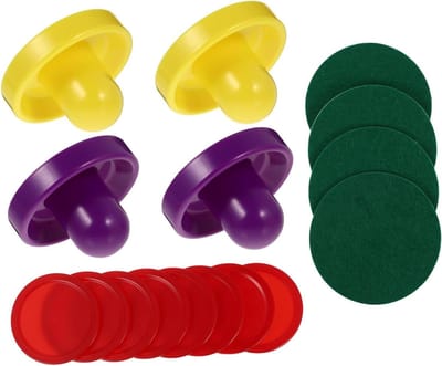 Airhockeyset - Pucks en pushers - Speeltafel plezier - Stevig plastic materiaal - 9.5x9.5cm - Diverse kleuren